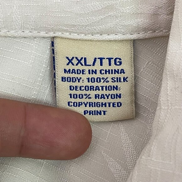 Tommy Bahama Men's Cream White Embroidered Short Sleeve Shirt Wine Bottle XXL - Picture 6 of 12